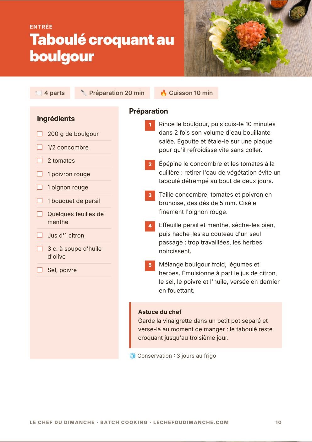 Exemple de fiche recette